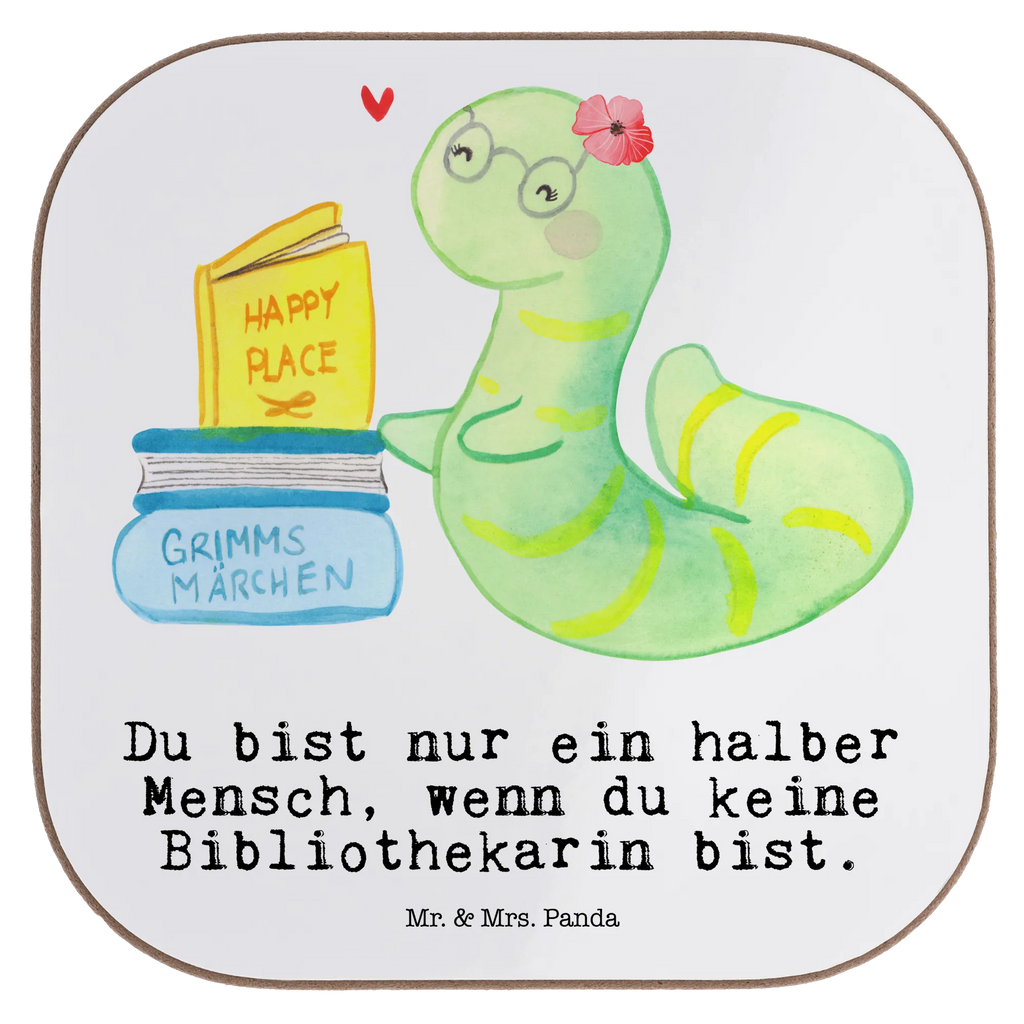 Square coaster Librarian Heart breakfast, party, presents, gift, gifts, Coasters, glass coasters, gift idea, best, farewell gift, passing exam, anniversary, retirement, promotion, job start, sayings, funny, profession