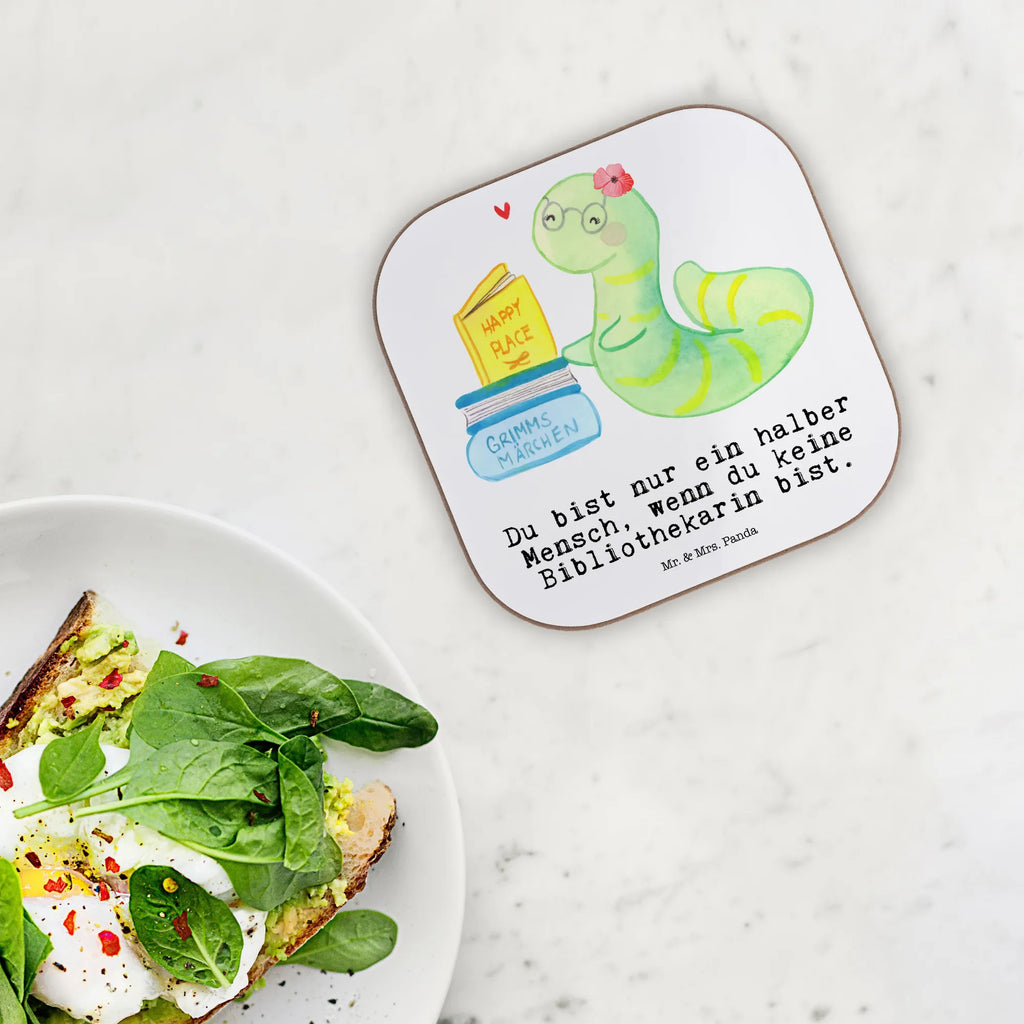 Square coaster Librarian Heart breakfast, party, presents, gift, gifts, Coasters, glass coasters, gift idea, best, farewell gift, passing exam, anniversary, retirement, promotion, job start, sayings, funny, profession