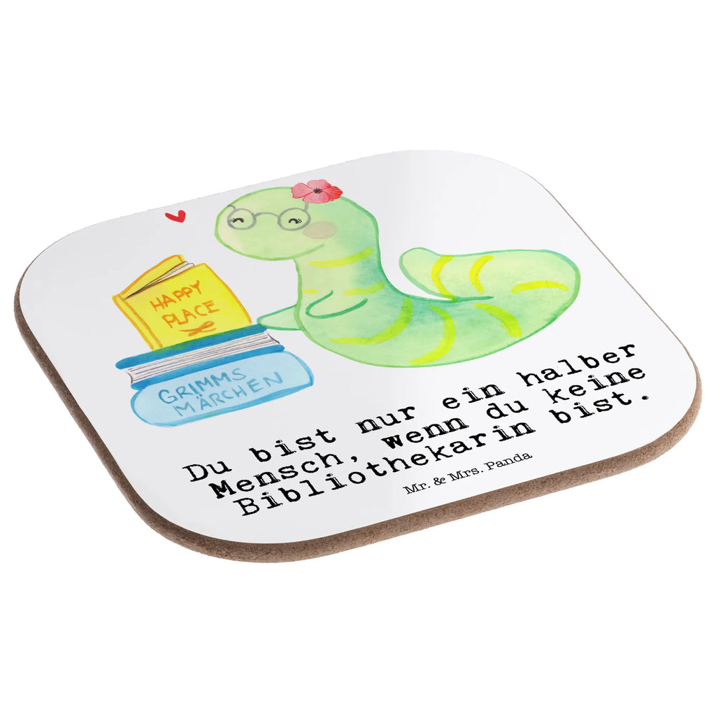 Square coaster Librarian Heart breakfast, party, presents, gift, gifts, Coasters, glass coasters, gift idea, best, farewell gift, passing exam, anniversary, retirement, promotion, job start, sayings, funny, profession