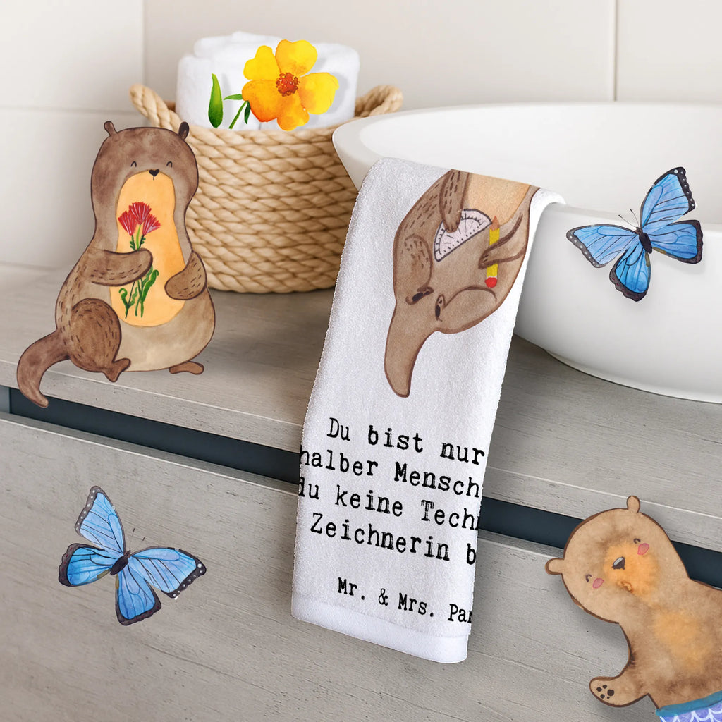 Ręcznik dla gości rysowniczka techniczna serce Zawód, Wykształcenie, Jubileusz, Pożegnanie, Emerytura, Kolega, Koleżanka, Prezent, Dawać, Pracownik, Współpracownik, Firma, Dziękuję, Dziękuję bardzo