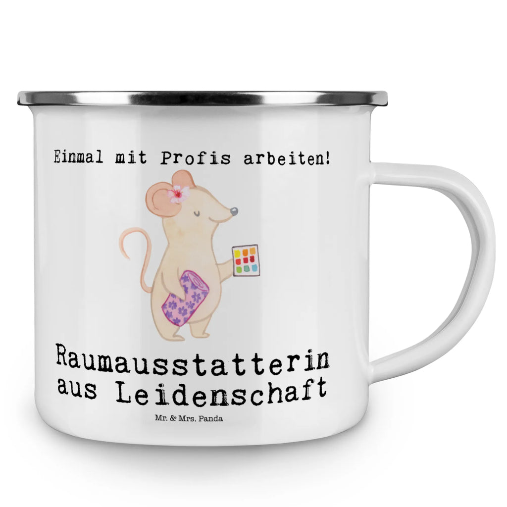 Kempingowy kubek emaliowany dekoratorka wnętrz pasja Zawód, Wykształcenie, Jubileusz, Pożegnanie, Emerytura, Kolega, Koleżanka, Prezent, Dawać, Pracownik, Współpracownik, Firma, Dziękuję, Dziękuję bardzo