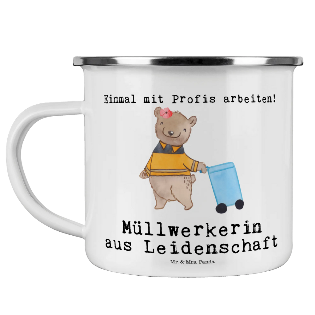 Kempingowy kubek emaliowany pracownica wywozu śmieci pasja Zawód, Wykształcenie, Jubileusz, Pożegnanie, Emerytura, Kolega, Koleżanka, Prezent, Dawać, Pracownik, Współpracownik, Firma, Dziękuję, Dziękuję bardzo