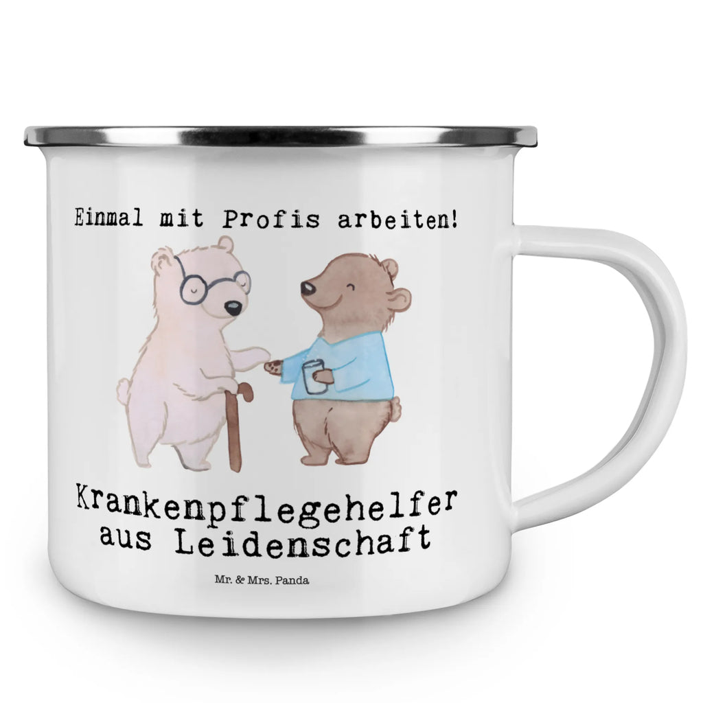 Kempingowy kubek emaliowany pomocnik pielęgniarski Pasja Zawód, Wykształcenie, Jubileusz, Pożegnanie, Emerytura, Kolega, Koleżanka, Prezent, Dawać, Pracownik, Współpracownik, Firma, Dziękuję, Dziękuję bardzo