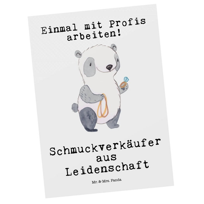 Postkarte Schmuckverkäufer Leidenschaft