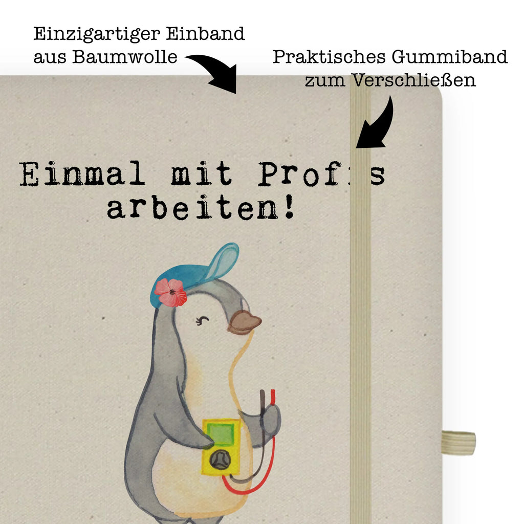 Cotton notebook female electrician Passion notepad, notes, journal, address book, notebook, writing book, sketchbook, entry book, diary, gift, gift idea, best, farewell gift, passing exam, anniversary, retirement, promotion, job start, sayings, funny, profession