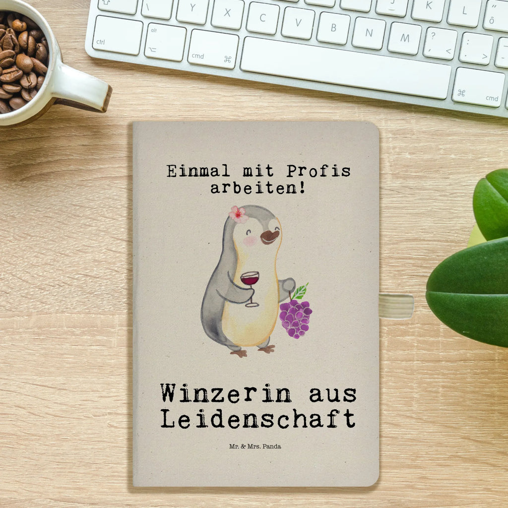 Bawełniany notes DIN A5 Winiarka pasja Zawód, Wykształcenie, Jubileusz, Pożegnanie, Emerytura, Kolega, Koleżanka, Prezent, Dawać, Pracownik, Współpracownik, Firma, Dziękuję, Dziękuję bardzo