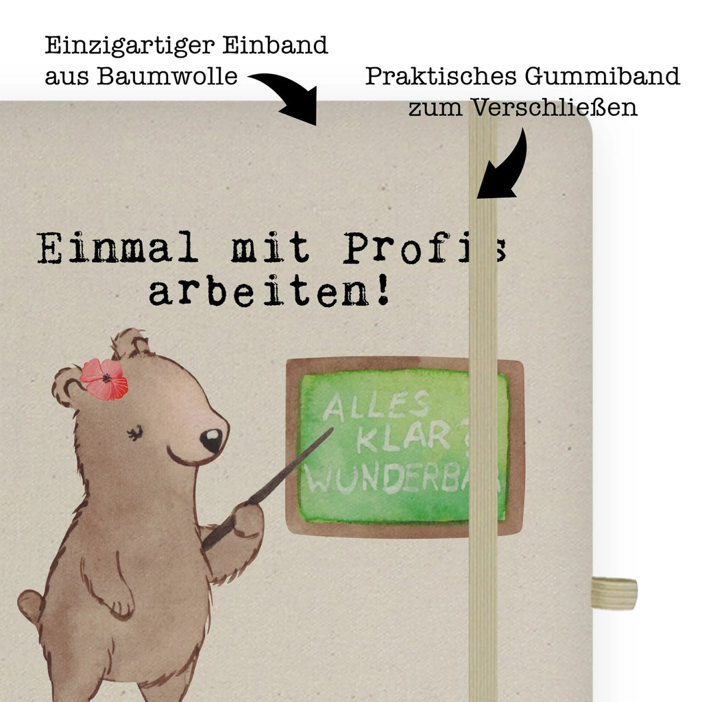 Bawełniany notatnik DIN A4 wykładowczyni Pasja Zawód, Wykształcenie, Jubileusz, Pożegnanie, Emerytura, Kolega, Koleżanka, Prezent, Dawać, Pracownik, Współpracownik, Firma, Dziękuję, Dziękuję bardzo