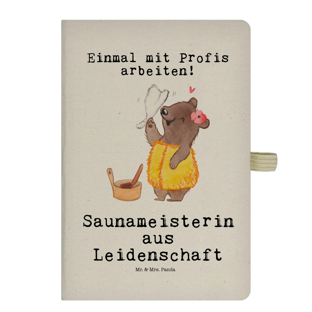 Bawełniany notes DIN A5 Mistrzyni sauny pasja Zawód, Wykształcenie, Jubileusz, Pożegnanie, Emerytura, Kolega, Koleżanka, Prezent, Dawać, Pracownik, Współpracownik, Firma, Dziękuję, Dziękuję bardzo