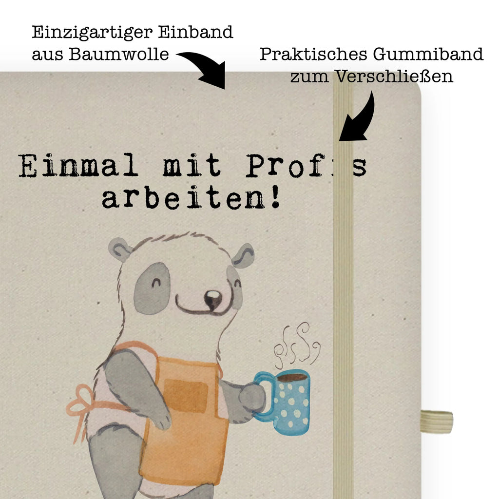 Bawełniany notatnik DIN A4 Barista pasja Zawód, Wykształcenie, Jubileusz, Pożegnanie, Emerytura, Kolega, Koleżanka, Prezent, Dawać, Pracownik, Współpracownik, Firma, Dziękuję, Dziękuję bardzo