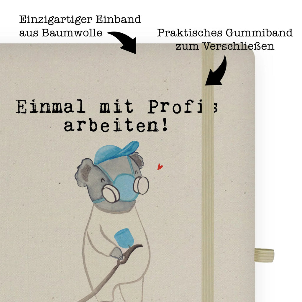 Bawełniany notatnik DIN A4 lakiernik pasja Zawód, Wykształcenie, Jubileusz, Pożegnanie, Emerytura, Kolega, Koleżanka, Prezent, Dawać, Pracownik, Współpracownik, Firma, Dziękuję, Dziękuję bardzo