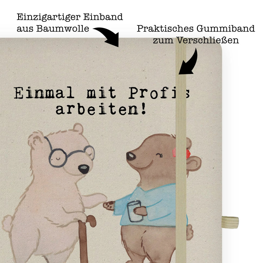 Bawełniany notes DIN A5 Opiekunka osób starszych pasja Zawód, Wykształcenie, Jubileusz, Pożegnanie, Emerytura, Kolega, Koleżanka, Prezent, Dawać, Pracownik, Współpracownik, Firma, Dziękuję, Dziękuję bardzo