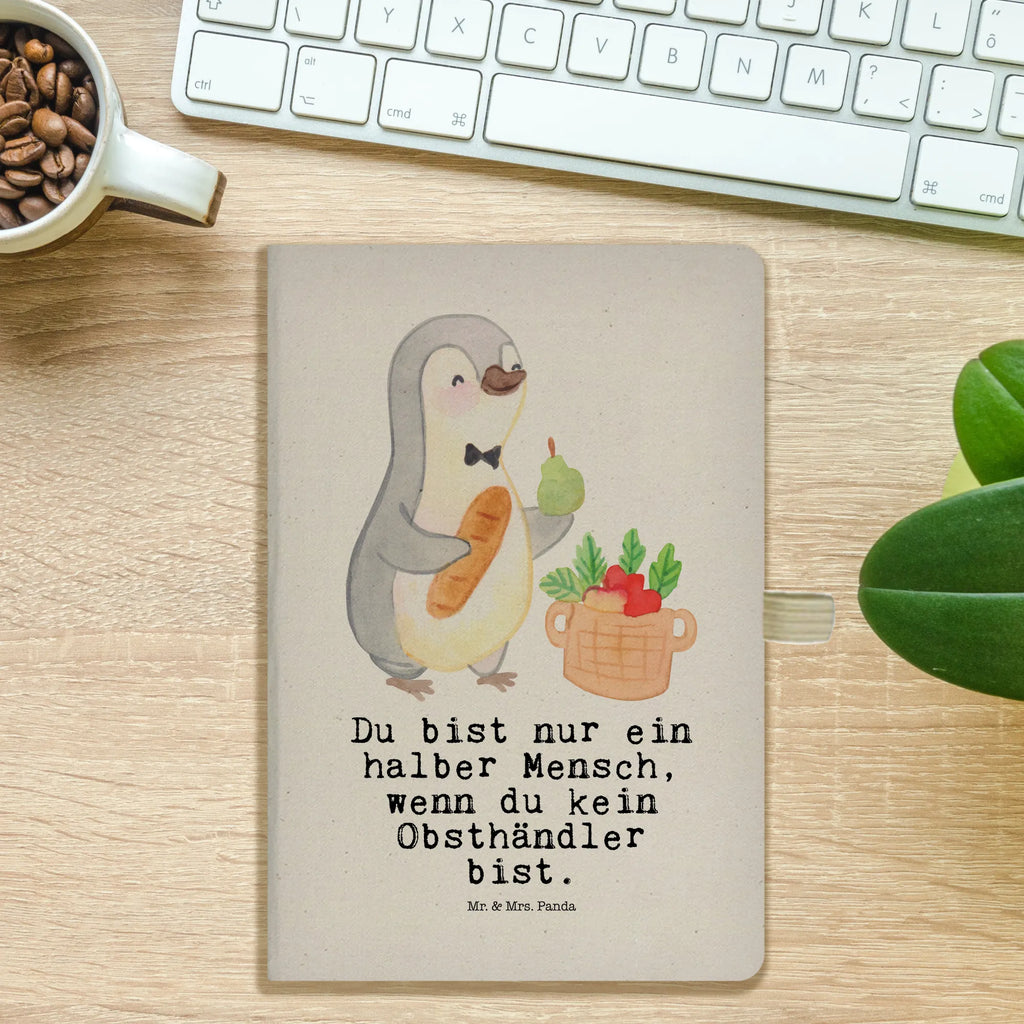 Bawełniany notes DIN A5 Sprzedawca owoców serce Zawód, Wykształcenie, Jubileusz, Pożegnanie, Emerytura, Kolega, Koleżanka, Prezent, Dawać, Pracownik, Współpracownik, Firma, Dziękuję, Dziękuję bardzo