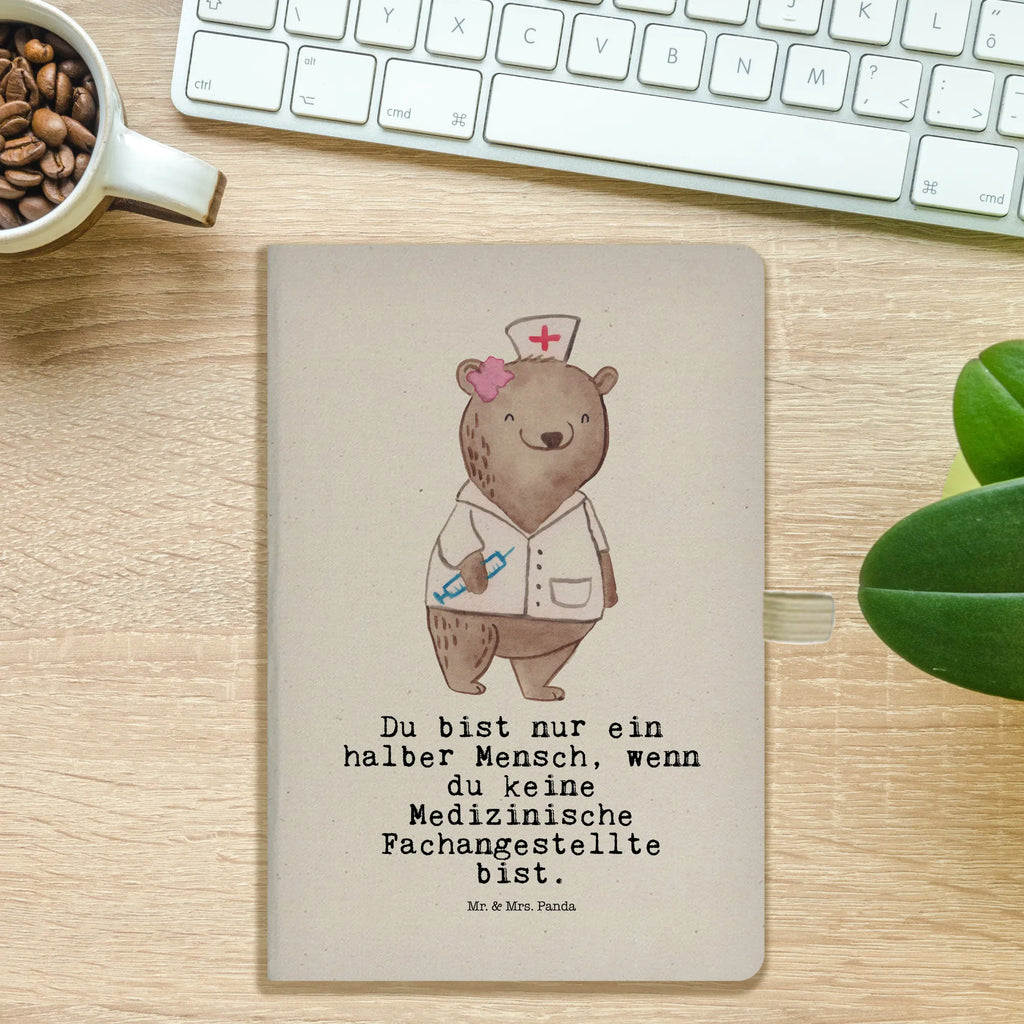 Bawełniany notes DIN A5 medyczna asystentka Serce Zawód, Wykształcenie, Jubileusz, Pożegnanie, Emerytura, Kolega, Koleżanka, Prezent, Dawać, Pracownik, Współpracownik, Firma, Dziękuję, Dziękuję bardzo