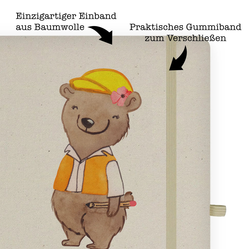 Bawełniany notes DIN A5 inżynierka budownictwa serce Zawód, Wykształcenie, Jubileusz, Pożegnanie, Emerytura, Kolega, Koleżanka, Prezent, Dawać, Pracownik, Współpracownik, Firma, Dziękuję, Dziękuję bardzo