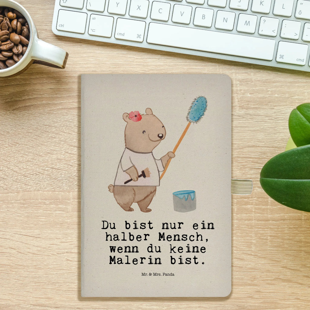 Bawełniany notatnik DIN A4 malarzyni serce Zawód, Wykształcenie, Jubileusz, Pożegnanie, Emerytura, Kolega, Koleżanka, Prezent, Dawać, Pracownik, Współpracownik, Firma, Dziękuję, Dziękuję bardzo