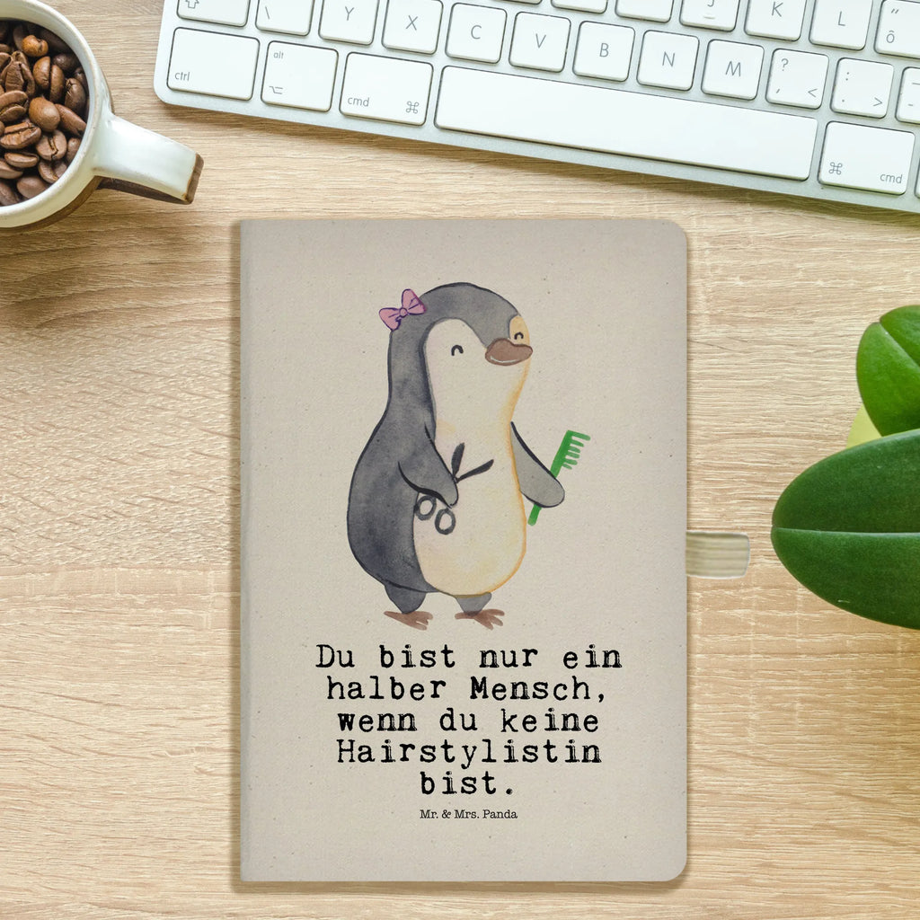 Bawełniany notatnik DIN A4 fryzjerka serce Zawód, Wykształcenie, Jubileusz, Pożegnanie, Emerytura, Kolega, Koleżanka, Prezent, Dawać, Pracownik, Współpracownik, Firma, Dziękuję, Dziękuję bardzo