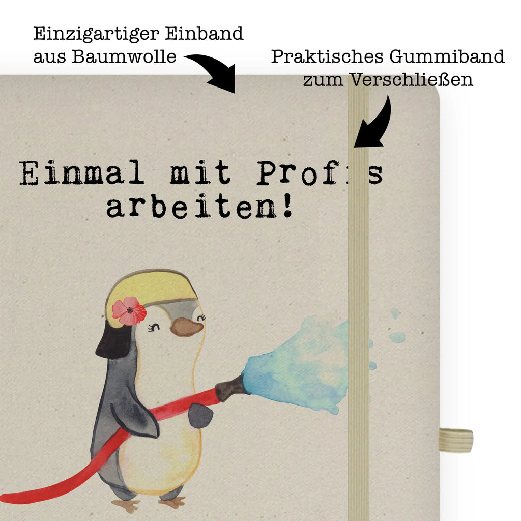 Bawełniany notes DIN A5 strażaczka Pasja Zawód, Wykształcenie, Jubileusz, Pożegnanie, Emerytura, Kolega, Koleżanka, Prezent, Dawać, Pracownik, Współpracownik, Firma, Dziękuję, Dziękuję bardzo