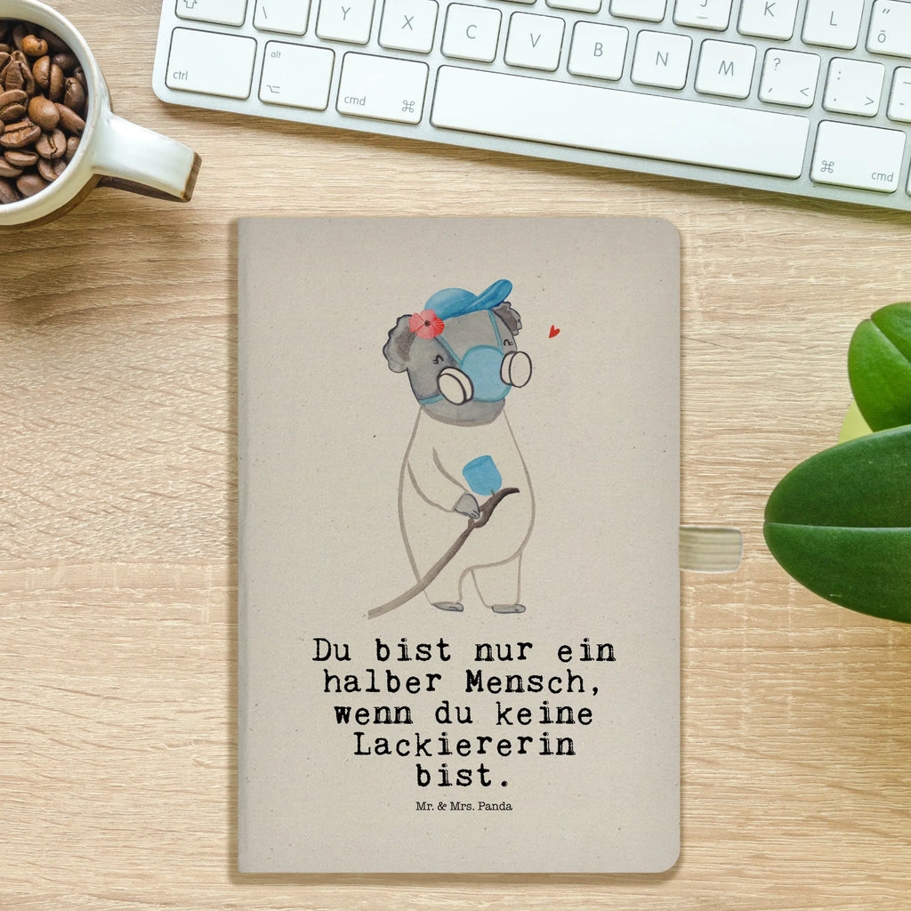 Bawełniany notes DIN A5 lakierniczka serce Zawód, Wykształcenie, Jubileusz, Pożegnanie, Emerytura, Kolega, Koleżanka, Prezent, Dawać, Pracownik, Współpracownik, Firma, Dziękuję, Dziękuję bardzo