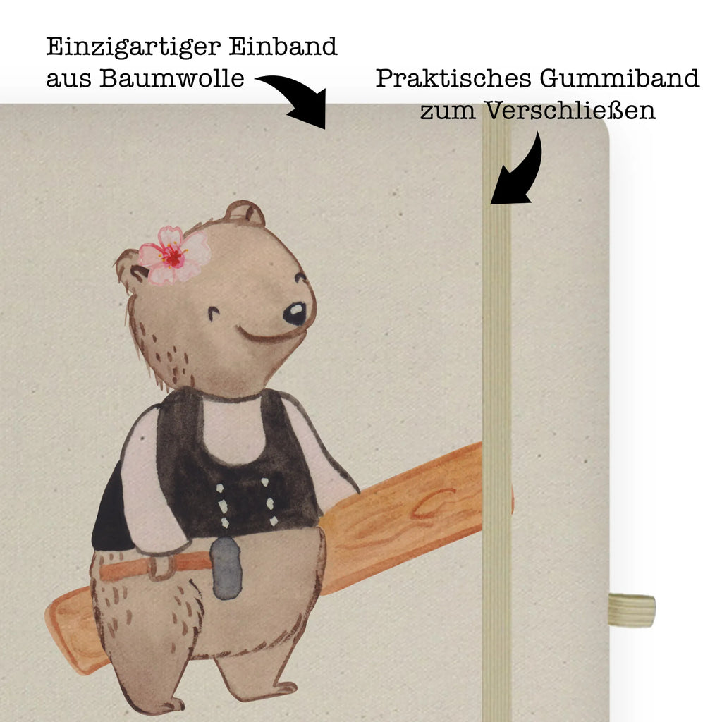 Bawełniany notes DIN A5 Cieślarka serce Zawód, Wykształcenie, Jubileusz, Pożegnanie, Emerytura, Kolega, Koleżanka, Prezent, Dawać, Pracownik, Współpracownik, Firma, Dziękuję, Dziękuję bardzo