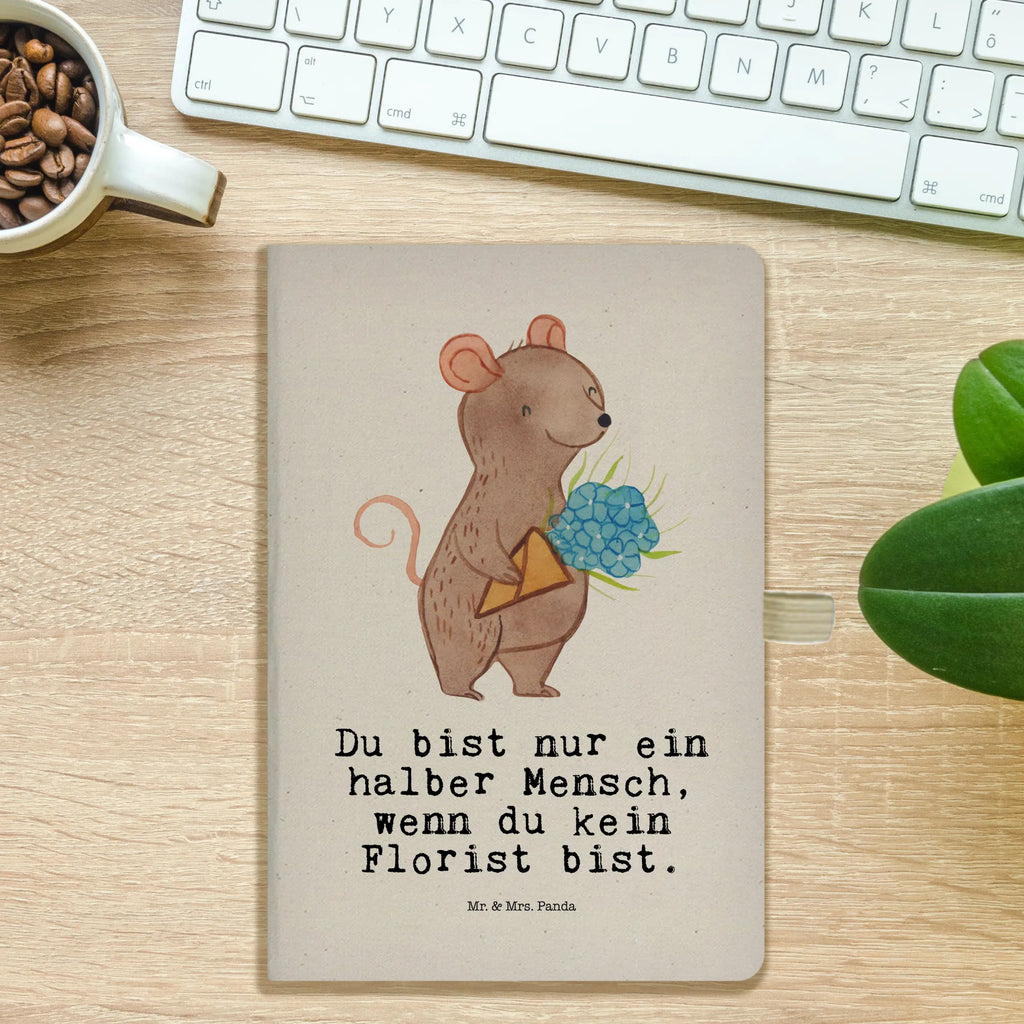 Bawełniany notatnik DIN A4 Florysta serce Zawód, Wykształcenie, Jubileusz, Pożegnanie, Emerytura, Kolega, Koleżanka, Prezent, Dawać, Pracownik, Współpracownik, Firma, Dziękuję, Dziękuję bardzo