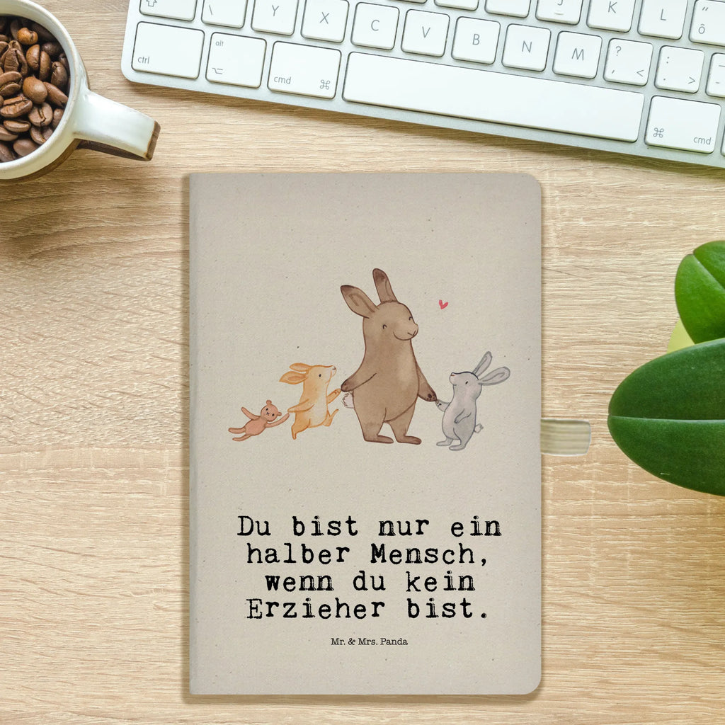 Bawełniany notes DIN A5 wychowawca serce Zawód, Wykształcenie, Jubileusz, Pożegnanie, Emerytura, Kolega, Koleżanka, Prezent, Dawać, Pracownik, Współpracownik, Firma, Dziękuję, Dziękuję bardzo