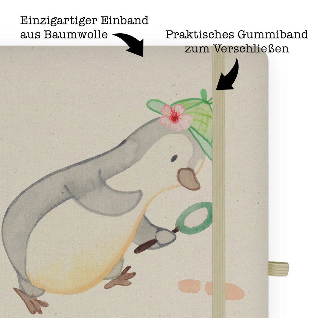 Bawełniany notes DIN A5 detektywka serce Zawód, Wykształcenie, Jubileusz, Pożegnanie, Emerytura, Kolega, Koleżanka, Prezent, Dawać, Pracownik, Współpracownik, Firma, Dziękuję, Dziękuję bardzo