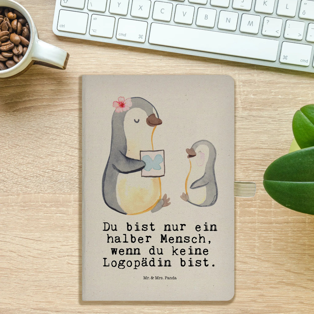 Bawełniany notatnik DIN A4 logopeda serce Zawód, Wykształcenie, Jubileusz, Pożegnanie, Emerytura, Kolega, Koleżanka, Prezent, Dawać, Pracownik, Współpracownik, Firma, Dziękuję, Dziękuję bardzo