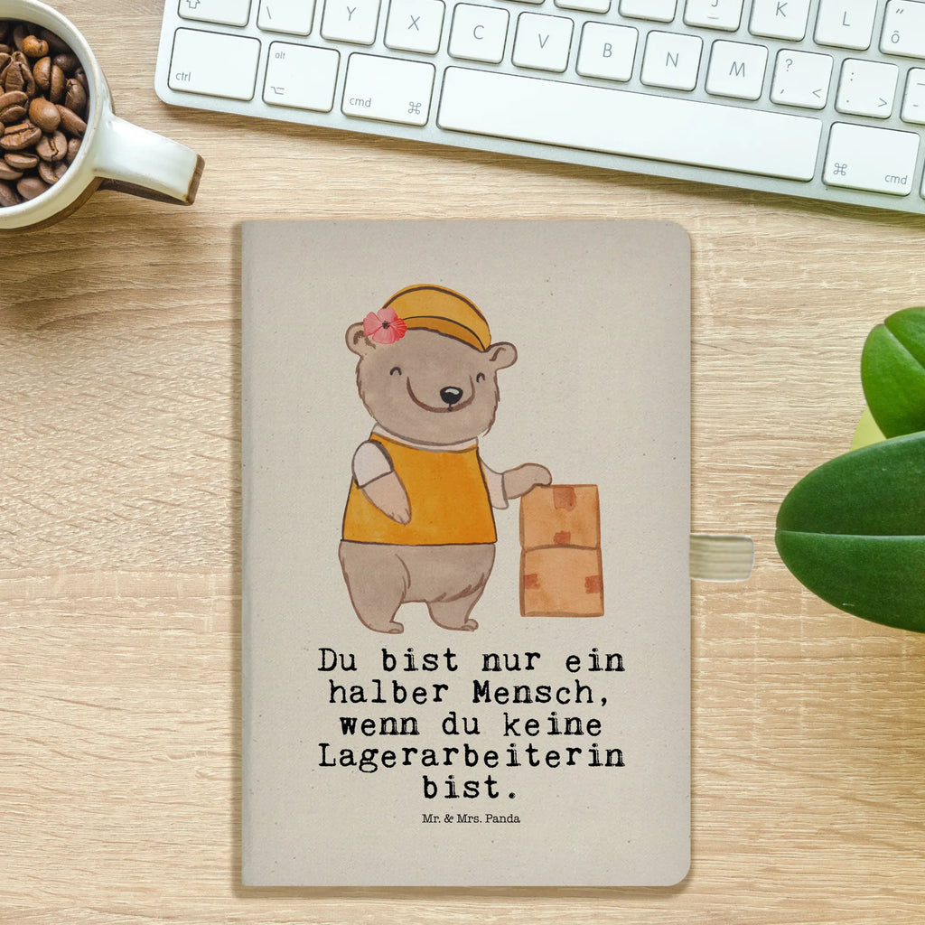 Bawełniany notatnik DIN A4 pracownica magazynowa Serce Zawód, Wykształcenie, Jubileusz, Pożegnanie, Emerytura, Kolega, Koleżanka, Prezent, Dawać, Pracownik, Współpracownik, Firma, Dziękuję, Dziękuję bardzo