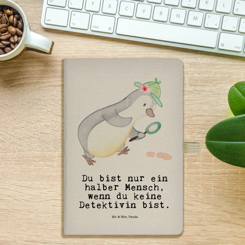 Bawełniany notes DIN A5 detektywka serce Zawód, Wykształcenie, Jubileusz, Pożegnanie, Emerytura, Kolega, Koleżanka, Prezent, Dawać, Pracownik, Współpracownik, Firma, Dziękuję, Dziękuję bardzo