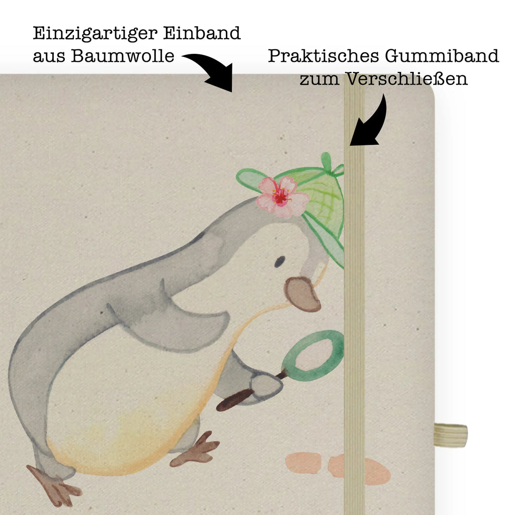 Bawełniany notes DIN A5 detektywka serce Zawód, Wykształcenie, Jubileusz, Pożegnanie, Emerytura, Kolega, Koleżanka, Prezent, Dawać, Pracownik, Współpracownik, Firma, Dziękuję, Dziękuję bardzo