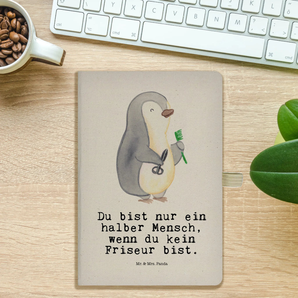 Bawełniany notes DIN A5 fryzjer Serce Zawód, Wykształcenie, Jubileusz, Pożegnanie, Emerytura, Kolega, Koleżanka, Prezent, Dawać, Pracownik, Współpracownik, Firma, Dziękuję, Dziękuję bardzo