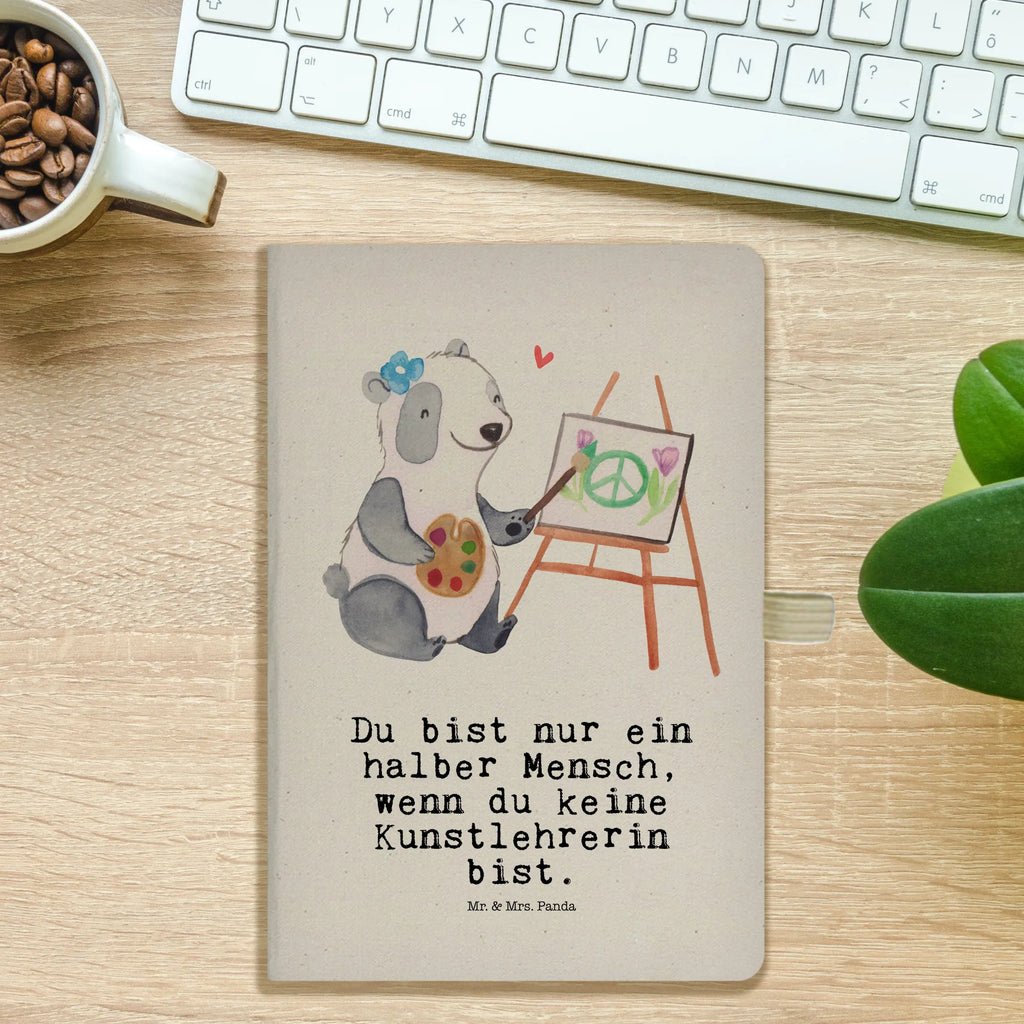 Bawełniany notes DIN A5 nauczycielka sztuki serce Zawód, Wykształcenie, Jubileusz, Pożegnanie, Emerytura, Kolega, Koleżanka, Prezent, Dawać, Pracownik, Współpracownik, Firma, Dziękuję, Dziękuję bardzo