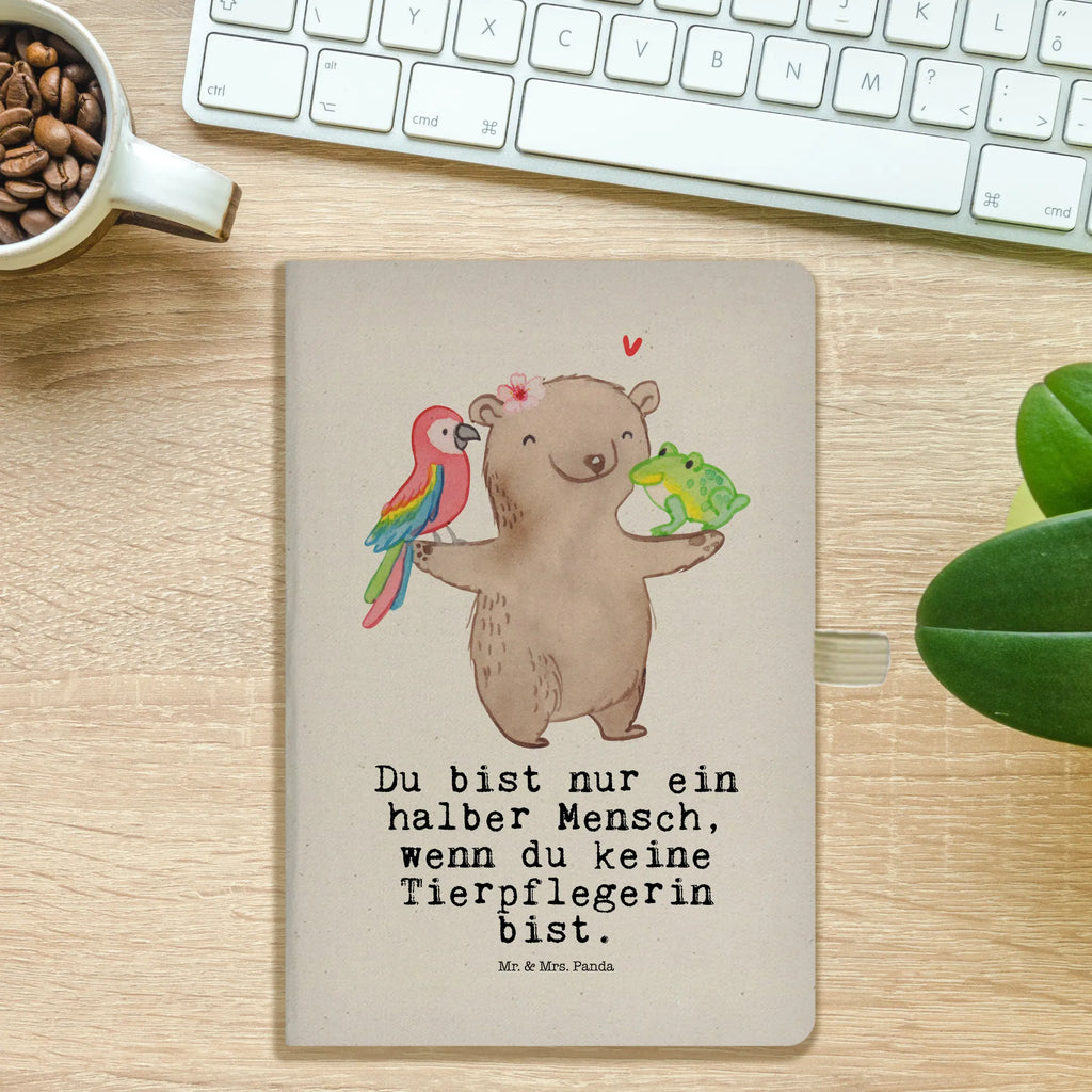 Bawełniany notes DIN A5 opiekunka zwierząt serce Zawód, Wykształcenie, Jubileusz, Pożegnanie, Emerytura, Kolega, Koleżanka, Prezent, Dawać, Pracownik, Współpracownik, Firma, Dziękuję, Dziękuję bardzo