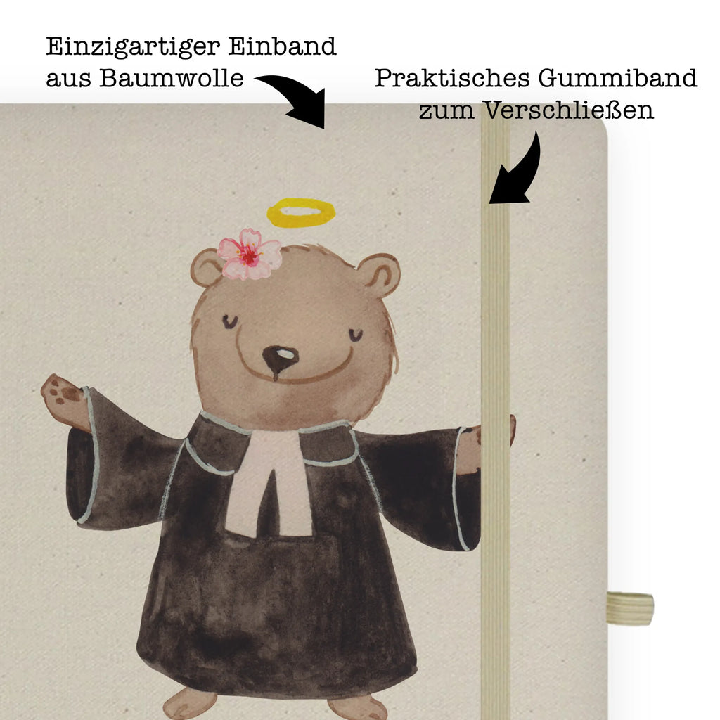 Bawełniany notes DIN A5 proboszczyni serce Zawód, Wykształcenie, Jubileusz, Pożegnanie, Emerytura, Kolega, Koleżanka, Prezent, Dawać, Pracownik, Współpracownik, Firma, Dziękuję, Dziękuję bardzo