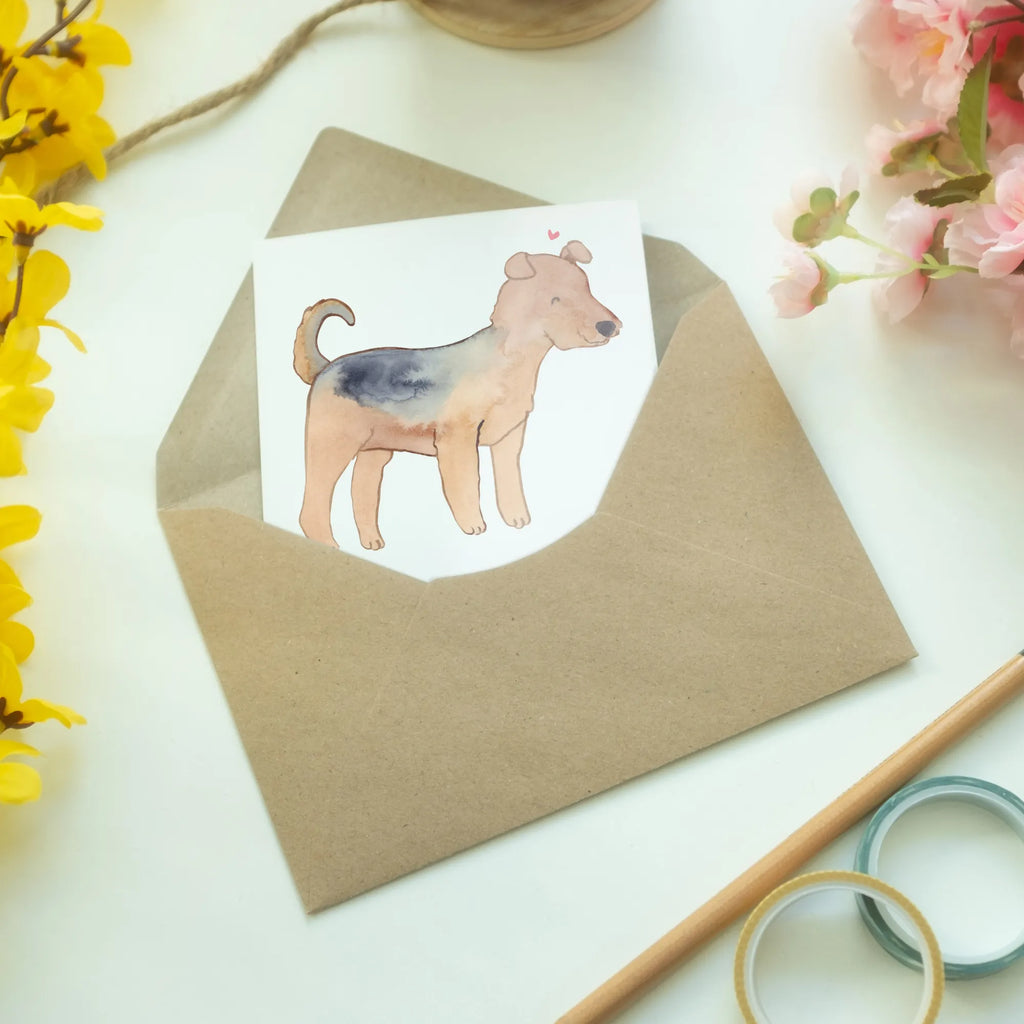Greetings card Airedale Terrier moment wedding card, greeting card, folding card, birthday card, invitation card, Dog, dog breed, purebred dog, dog owner, gift, animal lover, giving, puppy