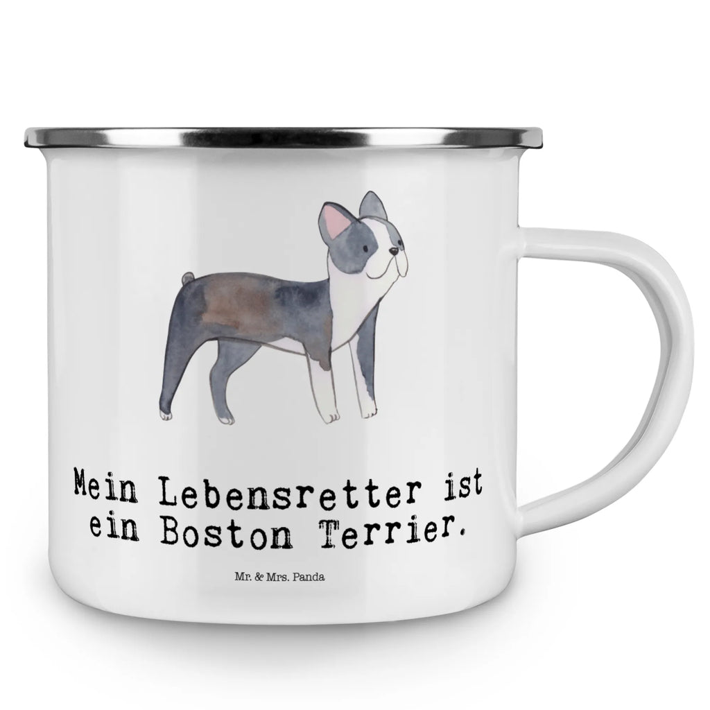 Kempingowy kubek emaliowany Boston Terrier Ratownik Pies, rasa psa, pies rasowy, właściciel psa, prezent, miłośnik zwierząt, dawanie, szczeniak