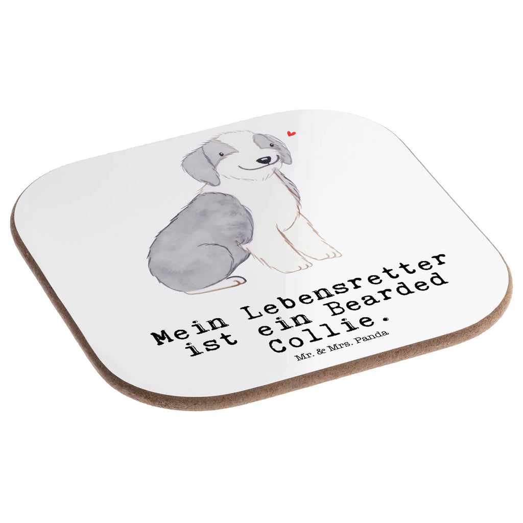 Square coaster Bearded Collie Lifesaver gift, presents, glass coasters, party, gifts, breakfast, Coasters, Dog, dog breed, purebred dog, dog owner, animal lover, giving, puppy