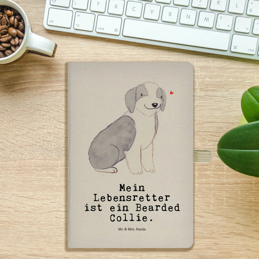 Cotton notebook Bearded Collie Lifesaver diary, writing book, entry book, notepad, notes, journal, notebook, sketchbook, address book, Dog, dog breed, purebred dog, dog owner, gift, animal lover, giving, puppy
