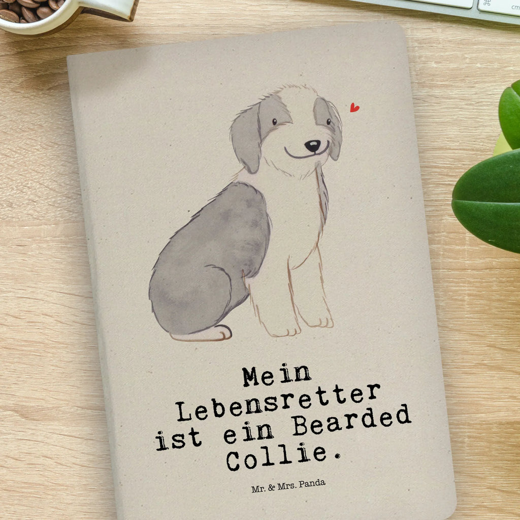 Cotton notebook Bearded Collie Lifesaver diary, writing book, entry book, notepad, notes, journal, notebook, sketchbook, address book, Dog, dog breed, purebred dog, dog owner, gift, animal lover, giving, puppy