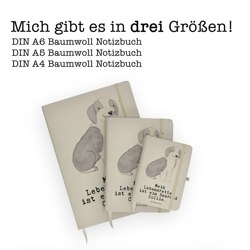 Cotton notebook Bearded Collie Lifesaver diary, writing book, entry book, notepad, notes, journal, notebook, sketchbook, address book, Dog, dog breed, purebred dog, dog owner, gift, animal lover, giving, puppy