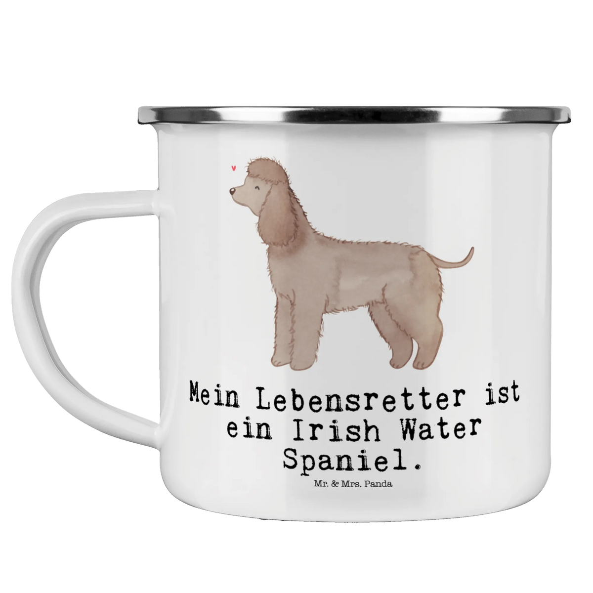Camping Emaille Tasse Irish Water Spaniel Lebensretter Emaille Tasse, Pott, Emailletasse, Teebecher, Motivtasse, Teetasse, outdoortasse, Kaffeepott, Haferl, metallbecher, wanderbecher, blechbecher, Reisebecher, Outdoor Tasse, Tasse Emaille, wandertasse, emaillebecher, becher emaille, Outdoor Becher, Emaille Becher, Blechtasse, reisetasse, Campingbecher, Campingtasse, Geschenk, Schenken, Hund, Hunderasse, Rassehund, Hundebesitzer, Tierfreund, Welpe, Jagdhund, Irish Water Spaniel