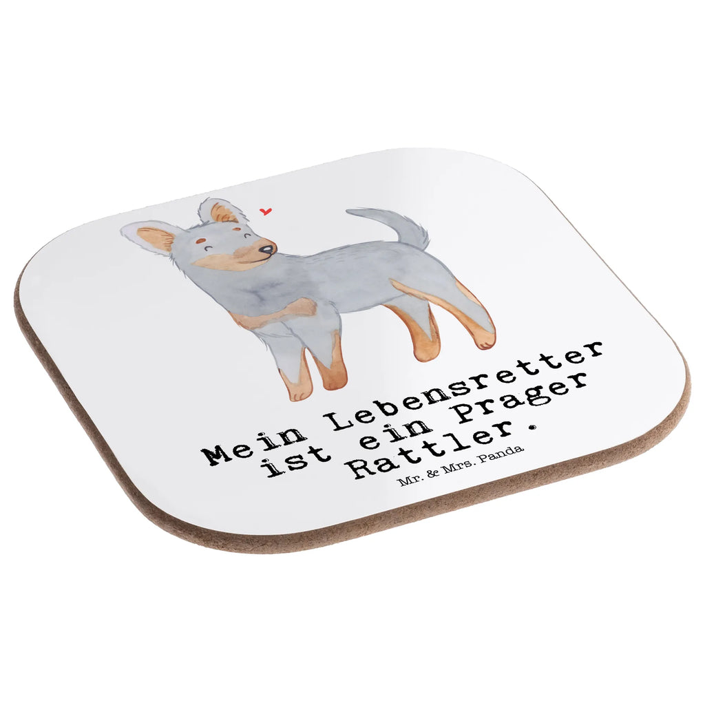 Square coaster Prague Ratter Lifesaver breakfast, glass coasters, presents, gift, gifts, party, Coasters, Dog, dog breed, purebred dog, dog owner, animal lover, giving, puppy