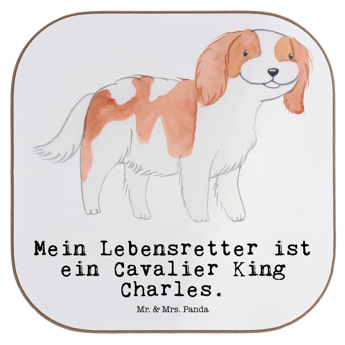 Square coaster Cavalier King Charles Spaniel lifesaver gift, animal lover, giving, dog breed, purebred dog, dog owner, puppy