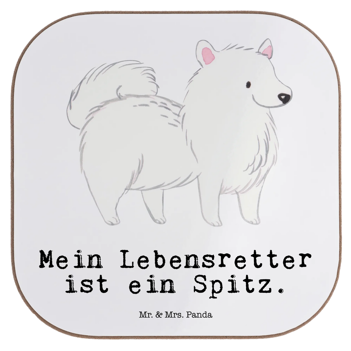 Square coaster Spitz Lifesaver gift, breakfast, glass coasters, gifts, presents, Coasters, party, Dog, dog breed, purebred dog, dog owner, animal lover, giving, puppy