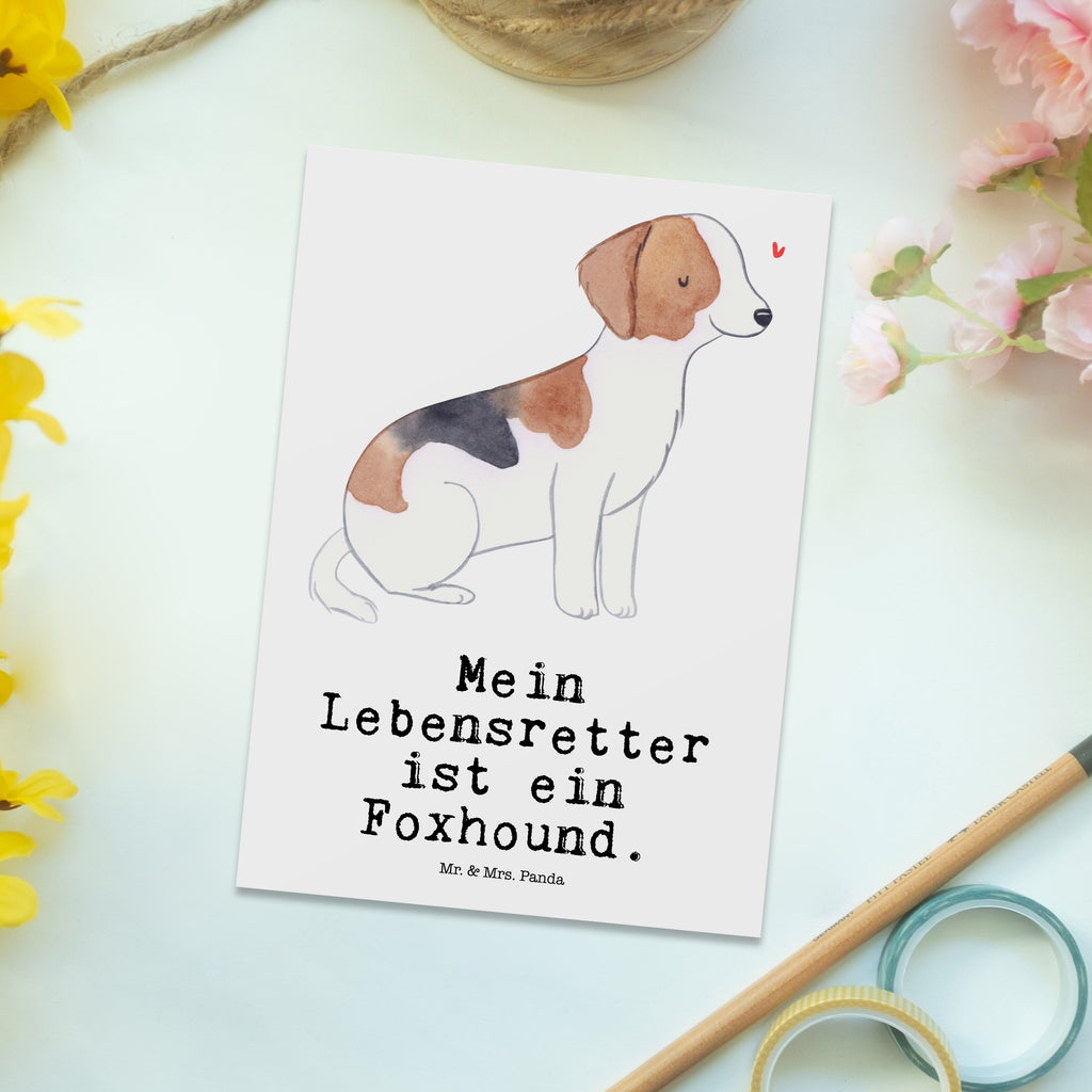 Postkarte Foxhound Lebensretter Postkarte, Karte, Geschenkkarte, Grußkarte, Einladung, Ansichtskarte, Geburtstagskarte, Einladungskarte, Dankeskarte, Hund, Hunderasse, Rassehund, Hundebesitzer, Geschenk, Tierfreund, Schenken, Welpe, Foxhound, Jagdhund, Laufhund