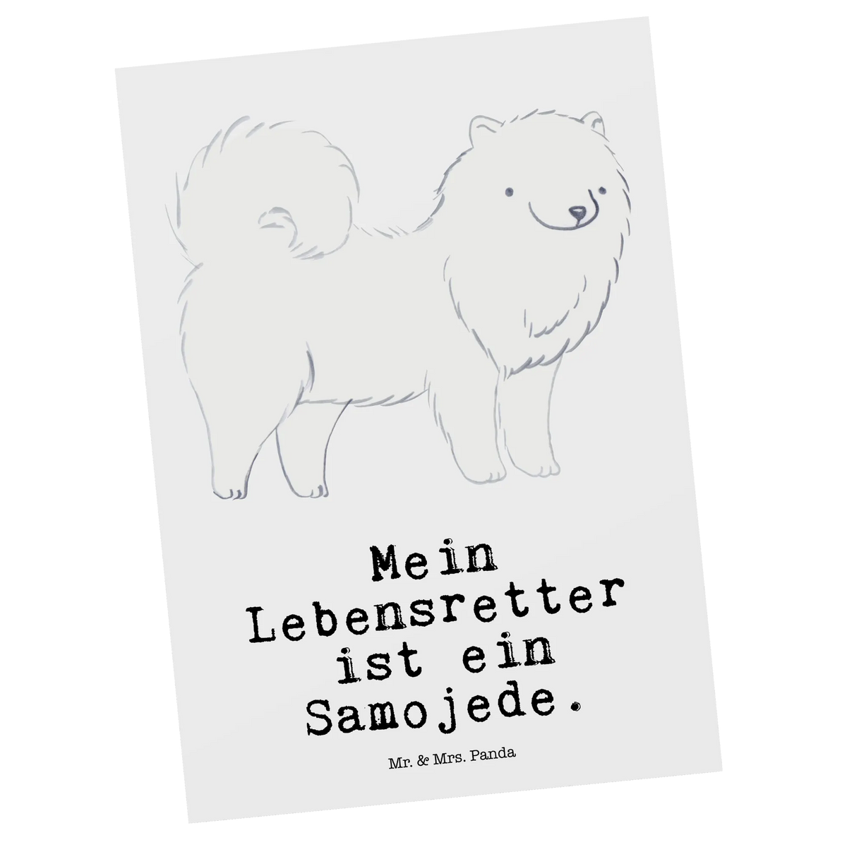 Postcard Samoyed Lifesaver letter, Postcard, invitation card, card, gift card, postcards, paper, invitation, gift, Dog, dog breed, purebred dog, dog owner, animal lover, giving, puppy