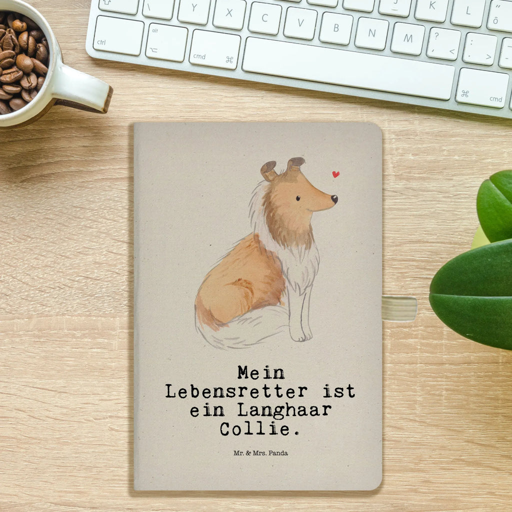 Cotton notebook Long-haired Collie Lifesaver entry book, journal, sketchbook, writing book, notes, notepad, notebook, diary, address book, Dog, dog breed, purebred dog, dog owner, gift, animal lover, giving, puppy