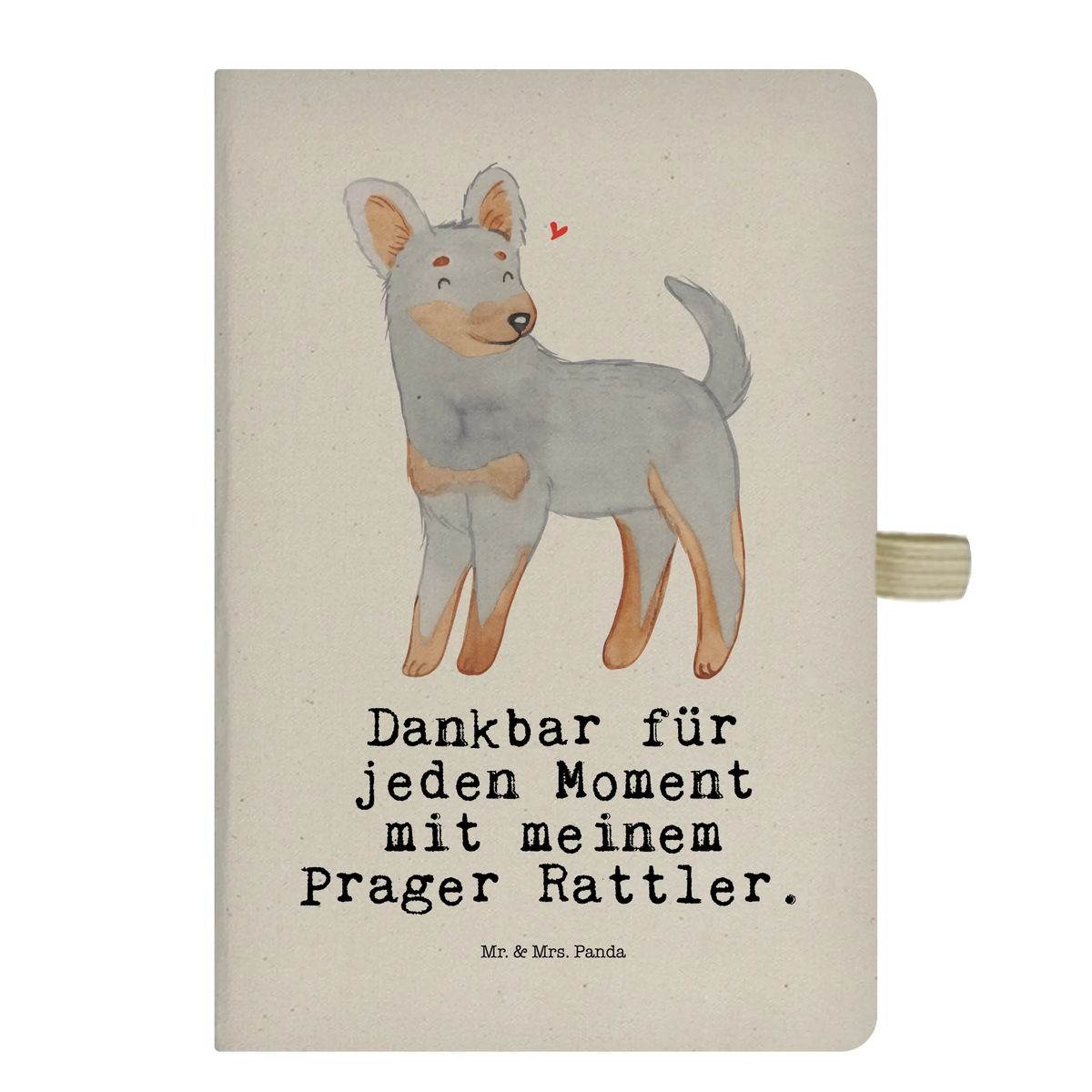 Cotton notebook Prague Rattler moment gift, animal lover, giving, dog breed, purebred dog, dog owner, puppy