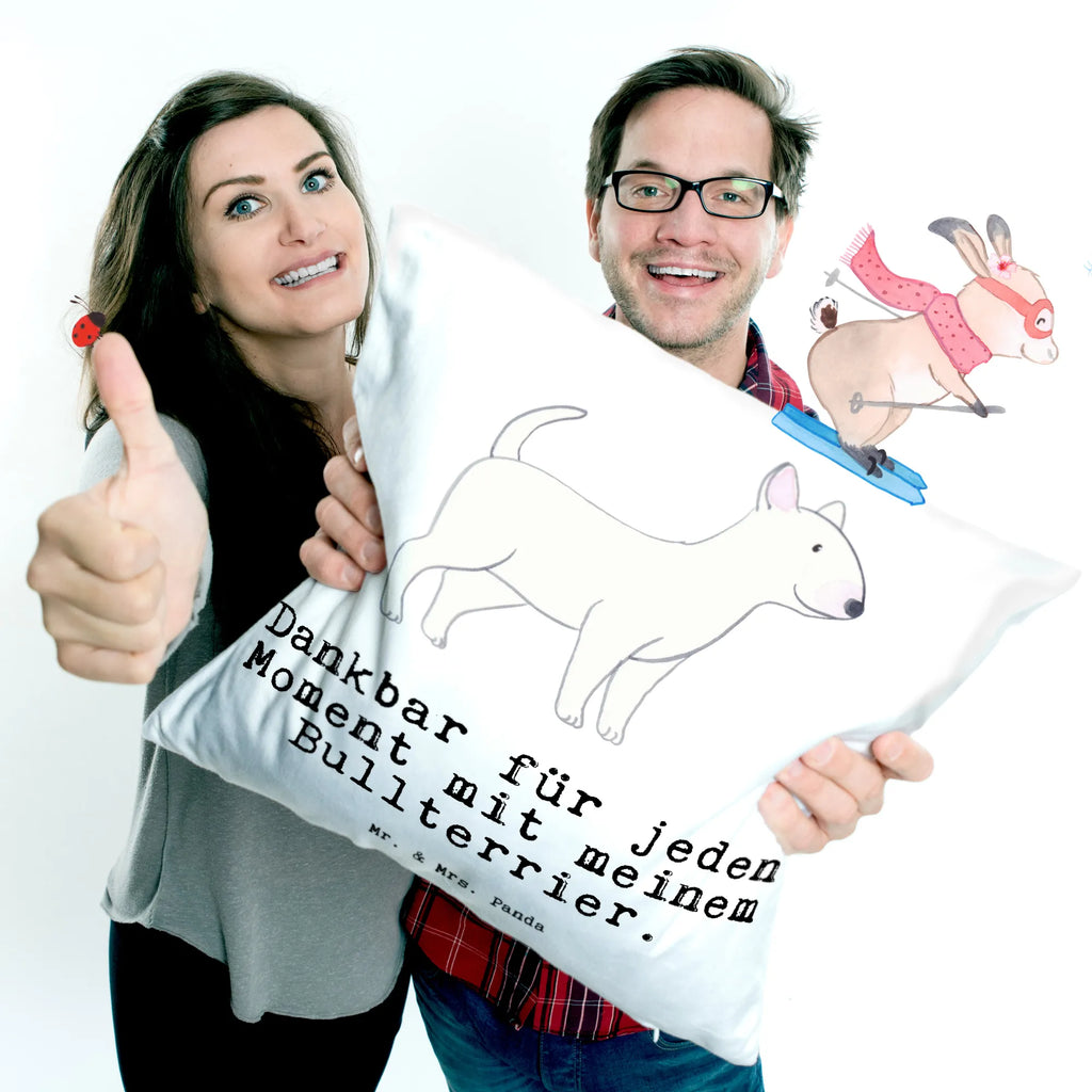 40x40 poduszka Bullterrier chwila Pies, rasa psa, pies rasowy, właściciel psa, prezent, miłośnik zwierząt, dawanie, szczeniak