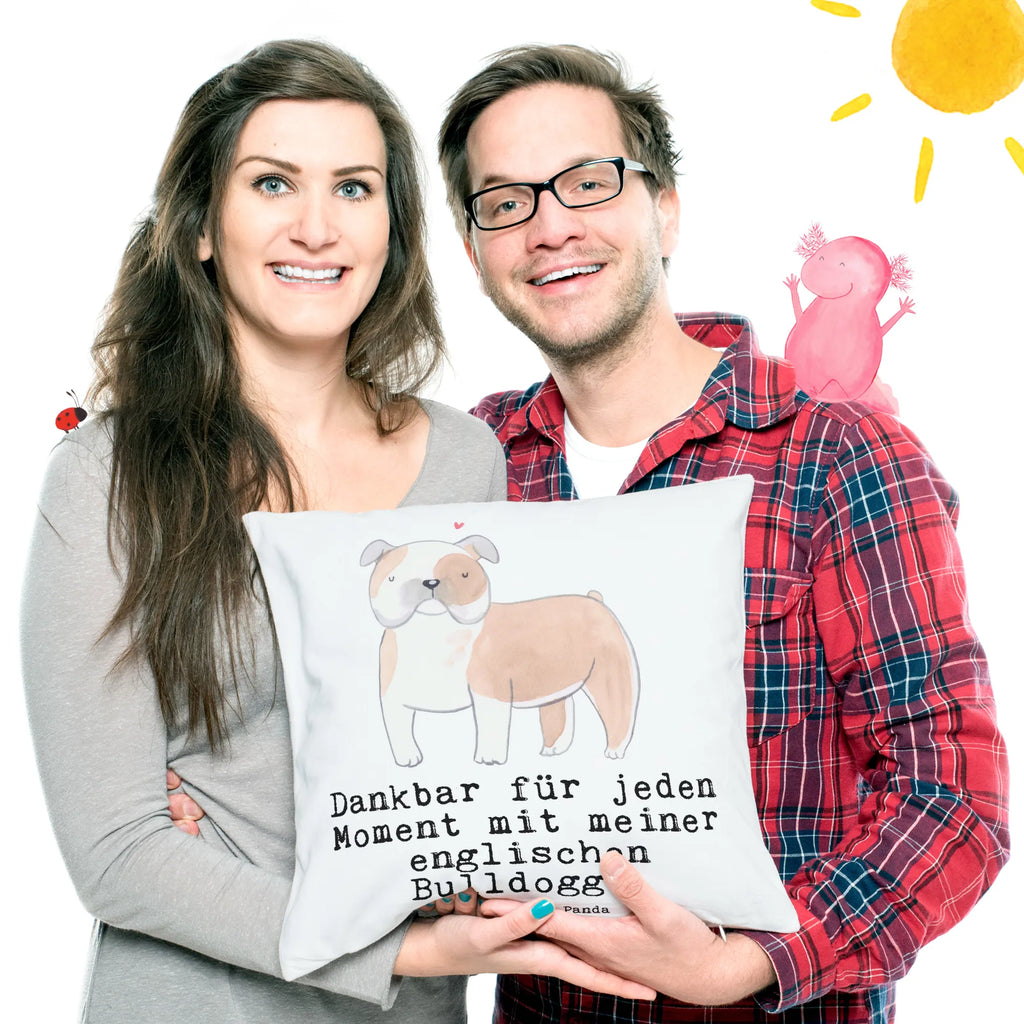 40x40 poduszka Buldog angielski Chwila Pies, rasa psa, pies rasowy, właściciel psa, prezent, miłośnik zwierząt, dawanie, szczeniak